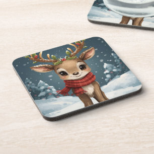 Porta-copo Mesa de Natal com renas fofas