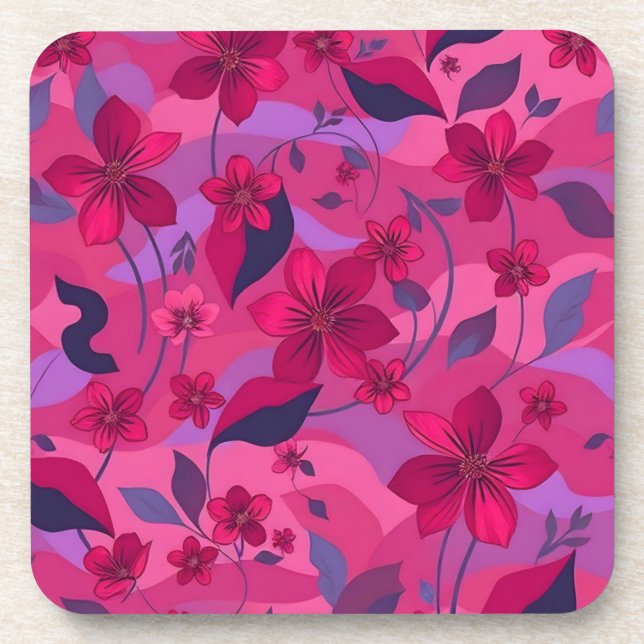 Porta-copo Metallic Flowers Plastic Coaster Set  (Frente)
