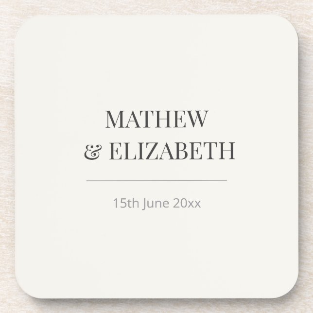 Porta-copo Minimalist Wedding Coaster | Warm Ivory (Frente)