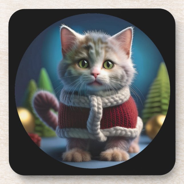 Porta-copo Minskin Kitten Em Um Fato De Natal (Frente)