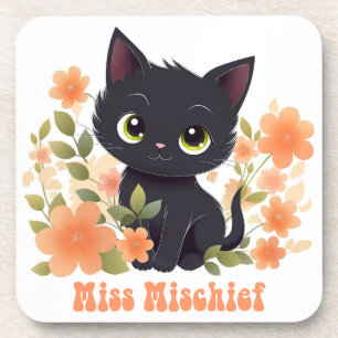 Porta-copo Miss Mishead Black Kitten Kawaii Chibi