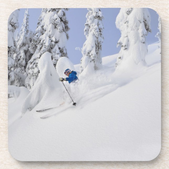 Porta-copo Mistie Fortin esquia na neve fresca (Frente)