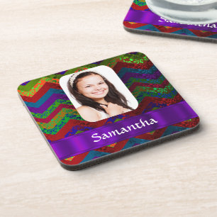 Porta-copo Modelo de foto personalizado Hippy color chevron