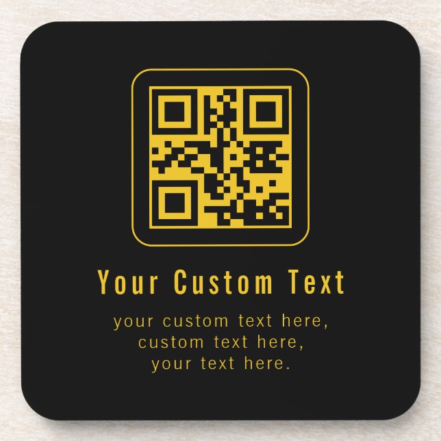 Porta-copo Modelo de QR Code e Texto Editável | Preto e Doura (Frente)