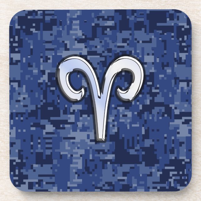 Porta-copo Modern Aries Zodiac Símbolo Marinho Azul Camo Digi (Frente)