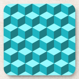 Porta-copo Modern Diamond Grid, Turquesa, Teal e Aqua