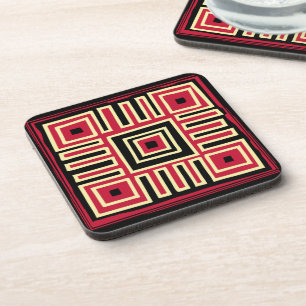 Porta-copo modernista abstrato geométrico vermelho e preto