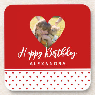 Porta-copo Moldura de Coração Vermelho de Foto Personalizada 