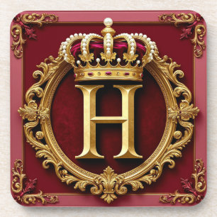 Porta-copo Moldura de Ouro Luxuosa Com Monograma Coronado