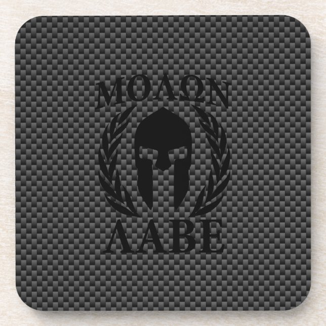 Porta-copo Molon Labe Spartan Warrior Laurels Carbon Style (Frente)