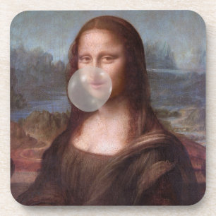 Porta-copo Mona Lisa a soprar o chiclete da cinza