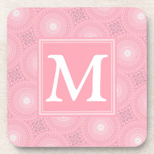 Porta-copo Monogram pink circles pattern