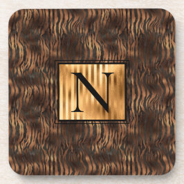 Porta-copo Monograma Animal Impressão Tigre Dourado Metálico 