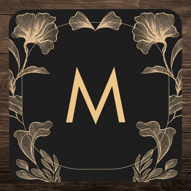 Porta-copo Monograma Botânico Elegante (Criador carregado)
