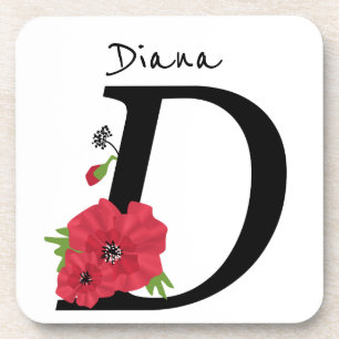 Porta-copo Monograma D, letra D, flores, monograma, monograma