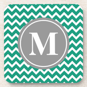 Porta-copo Monograma da Cinza de padrão Emerald Chevron