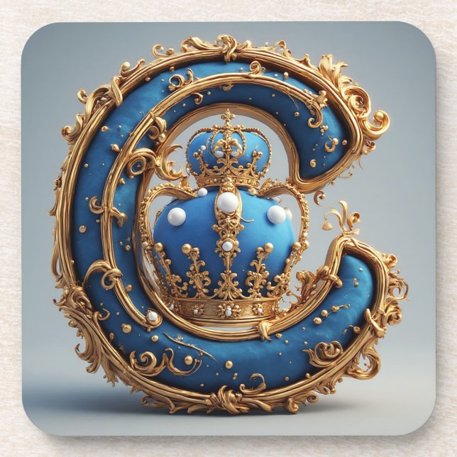 Porta-copo Monograma da Letra C Azul Real (Frente)