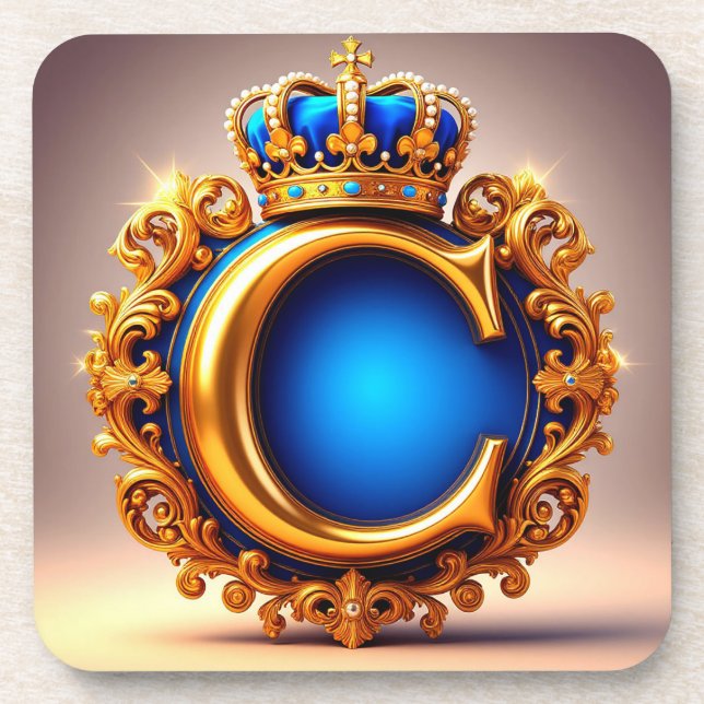 Porta-copo Monograma da Letra C Azul Real (Frente)