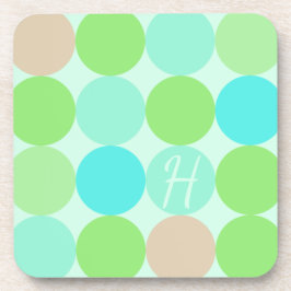 Porta-copo Monograma de Círculos Verdes e Laranja Azul Turque