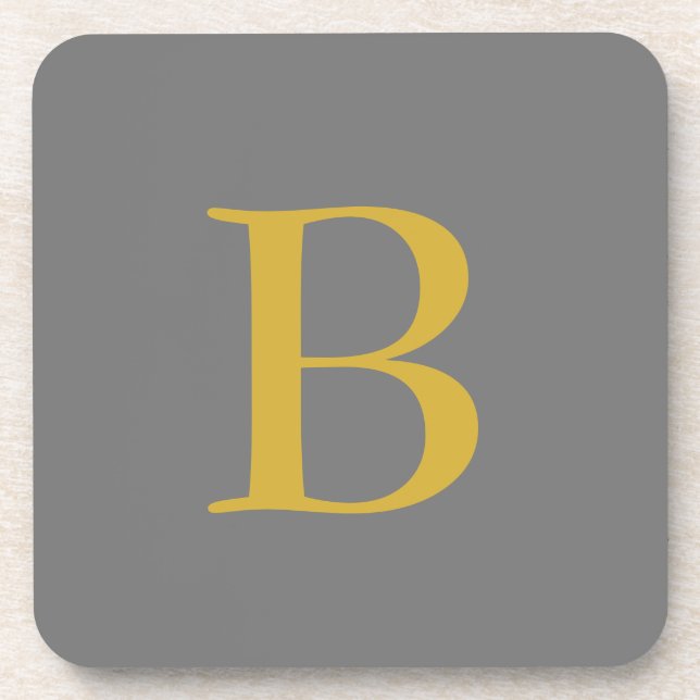 Porta-copo Monograma de Cor Dourada da Cinza Moderna Adiciona (Frente)