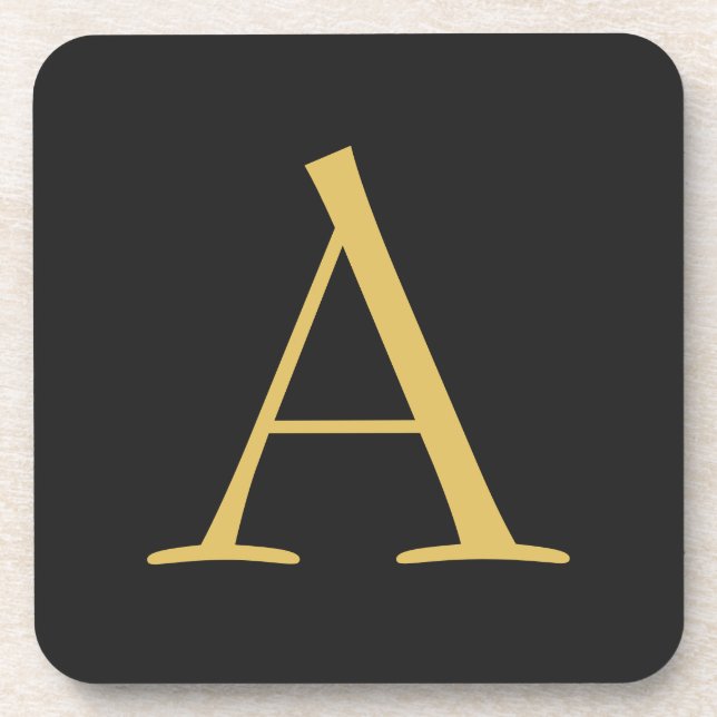 Porta-copo Monograma de cores Dourada da cinza (Frente)