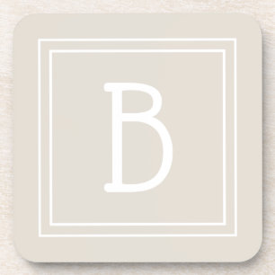 Porta-copo Monograma de Fazenda Moderna em Bege e Branco