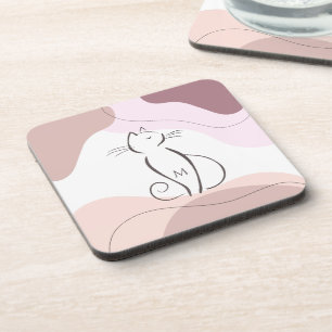 Porta-copo Monograma de Forma Orgânica de Gato Negro Minimali