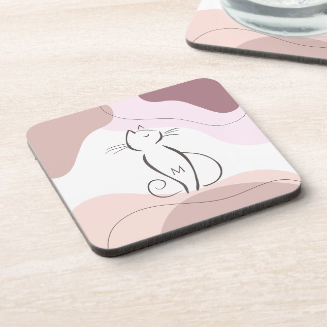 Porta-copo Monograma de Forma Orgânica de Gato Negro Minimali (Left Side)