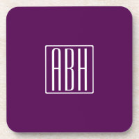 Monograma de Iniciais | Branco Sobre Roxo Profundo