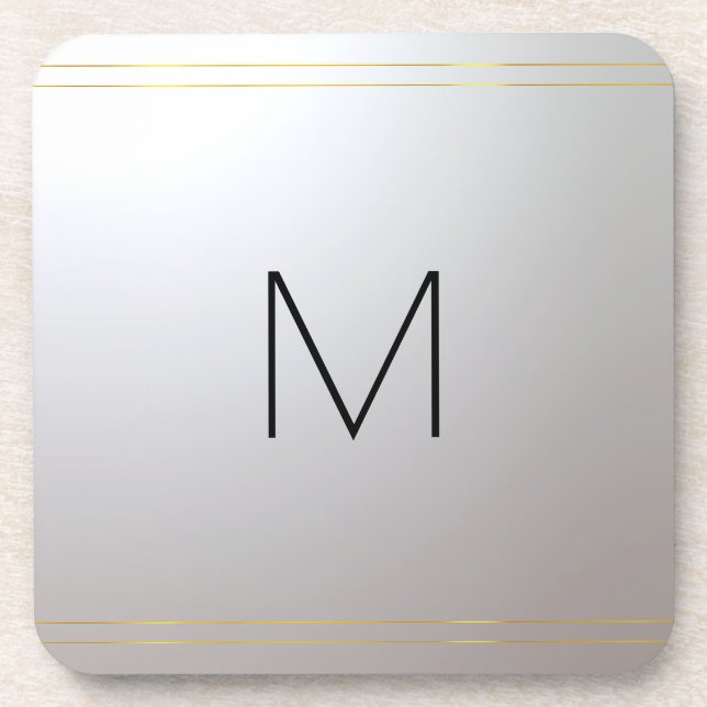 Porta-copo Monograma de prata Modelo inicial Dourada (Frente)