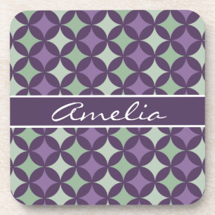 Porta-copo Monograma do Padrão Geométrico do Círculo Roxo Mod