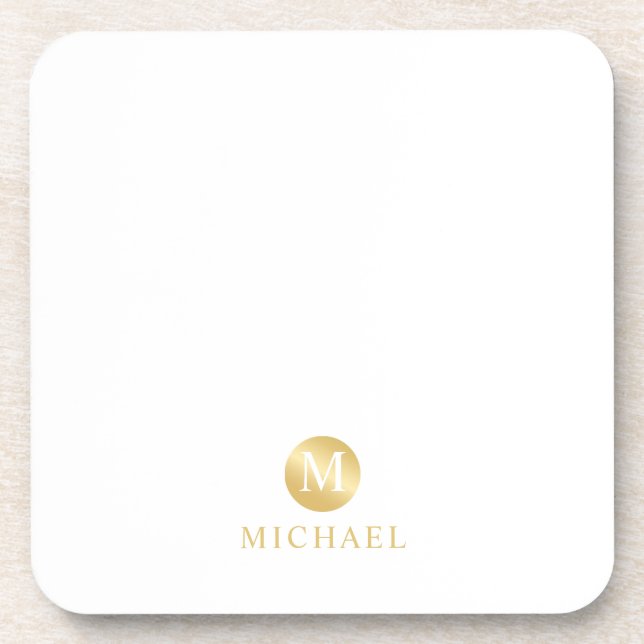 Porta-copo Monograma Dourado e branco de luxo (Frente)