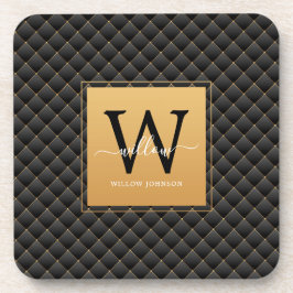 Porta-copo Monograma Dourado Elegante Moderno de Script Inici