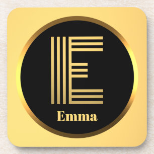 Porta-copo Monograma Dourado Personalizado - Letra E