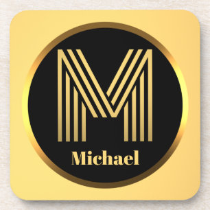 Porta-copo Monograma Dourado Personalizado - Letra M