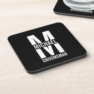 Porta-copo Monograma e Nome Personalizados de Noivos Modernos