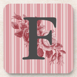 Porta-copo Monograma em Spray de Rosa Couve-Flor Vermelha Per