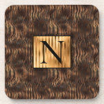 Porta-copo Monograma Impressão de Tigre Animal Metálico Elega<br><div class="desc">Lindo centro metálico de ouro falso e portas copos de impressão Tiger. Adicione o seu monograma e ele é elegante e chique. O presente personalizado perfeito para qualquer pessoa na sua lista. Estes fazem chá de panela excelente e presentes de casamento.</div>