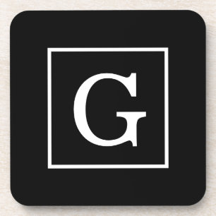 Porta-copo Monograma inicial com quadro branco preto