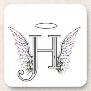 Porta-copo Monograma inicial da letra H com asas & halo do