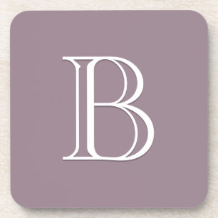 Porta-copo Monograma - Letra Elegante inicial, púrpura e bran