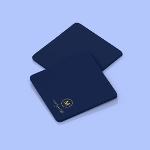 Porta-copo Monograma marinho Azul e Dourado