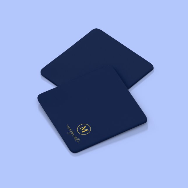 Porta-copo Monograma marinho Azul e Dourado (Criador carregado)