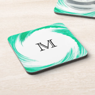 Porta-copo Monograma Mint Swirl Abstrato Art