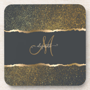 Porta-copo Monograma Moderno Elegante com Toque Dourado