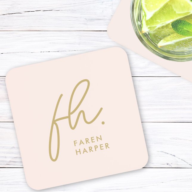 Porta-copo Monograma Moderno - Script Mínimo Cor-de-rosa Esma (Criador carregado)