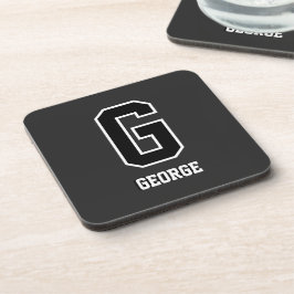 Porta-copo Monograma Personalizado Branco Preto Personalizado