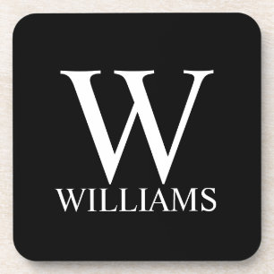 Porta-copo Monograma Personalizado Preto e Nome