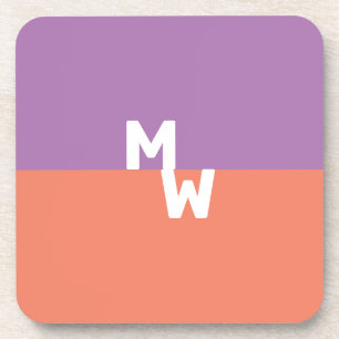Porta-copo Monograma Quadrado Minimalista Código QR Pastel