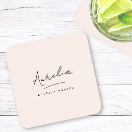 Porta-copo Monograma Simples Assinatura Elegante Mínima Femin
